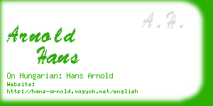 arnold hans business card